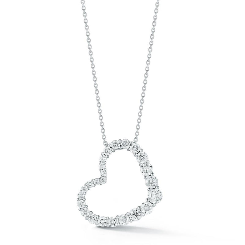 LaViano Fashion 14K White Gold Diamond Heart Pendant Necklace