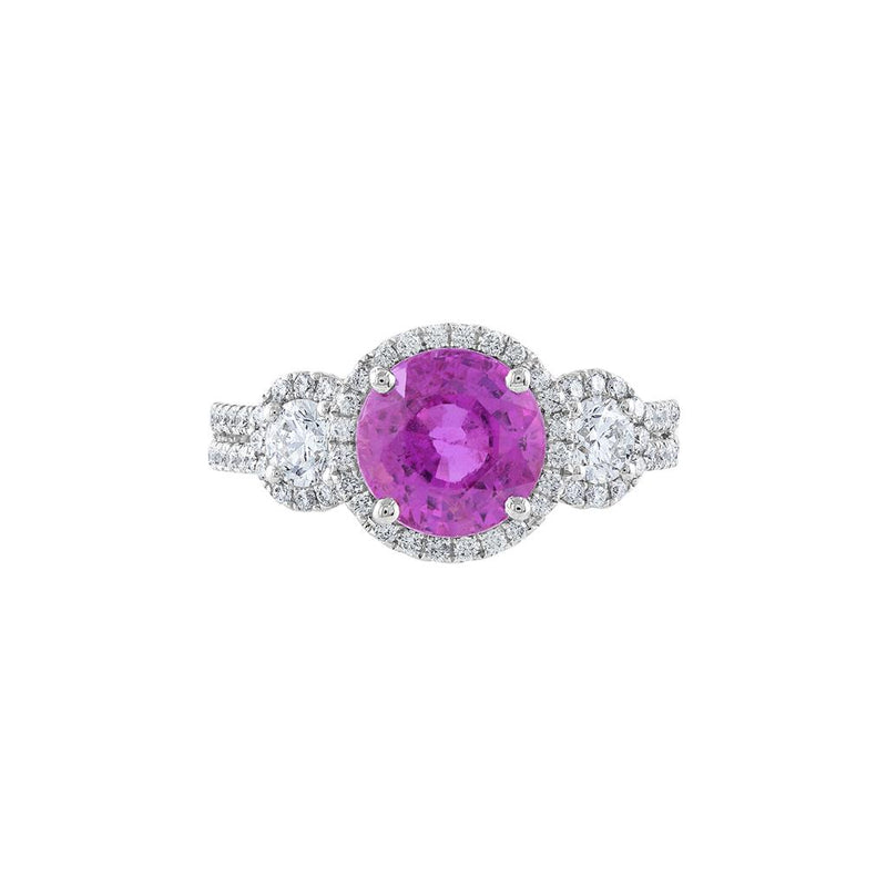 LaViano Fashion 18K White Gold Pink Sapphire and Diamond Ring