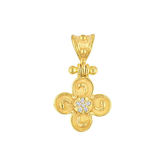 Mazza 14K Yellow Gold Diamond Flower Charm