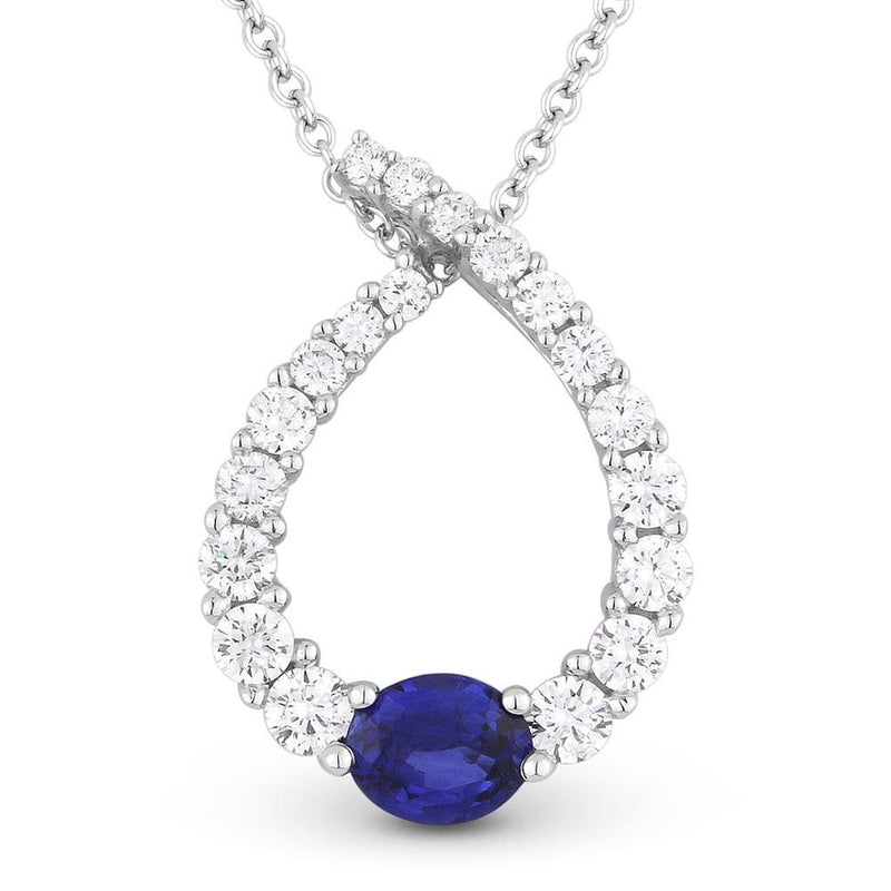 LaViano Fashion 14K White Gold Sapphire and Diamond Necklace