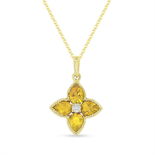 LaViano Fashion 14K Yellow Gold Citrine and Diamond Pendant