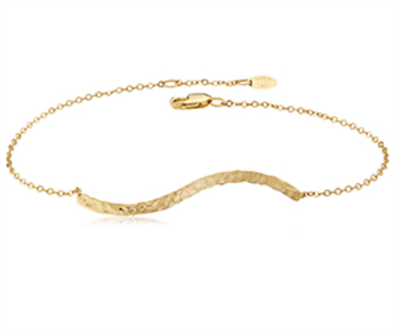 LaViano Fashion 14K Yellow Gold Hammered Bar Bracelet