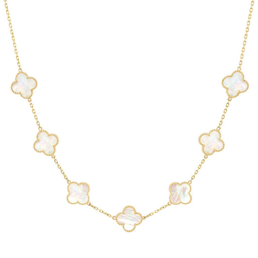 LaViano Fashion 14K Yellow Gold Mother of Pearl Station Necklace