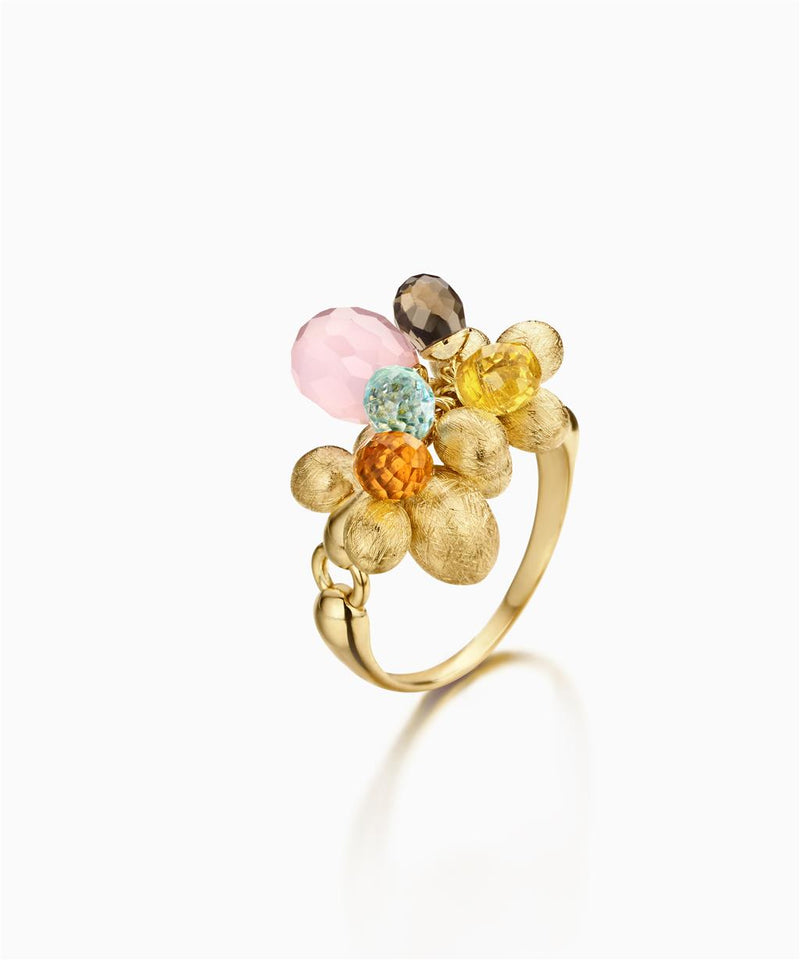 Nanis 18K Yellow Gold and Multi Colored Quartz Ring