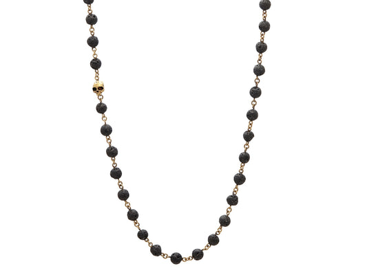 John Varvatos Brass Skull Bead Necklace
