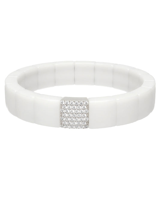 Roberto Demeglio 18K White Gold White Ceramic and Diamond Bracelet
