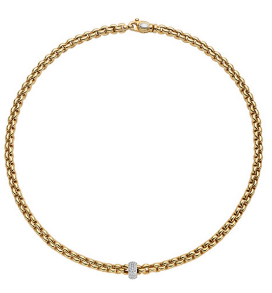 FOPE18K Yellow Gold Necklace Diamonds