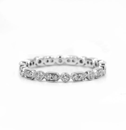 LaViano Fashion 14K White Gold Diamond Wedding Band