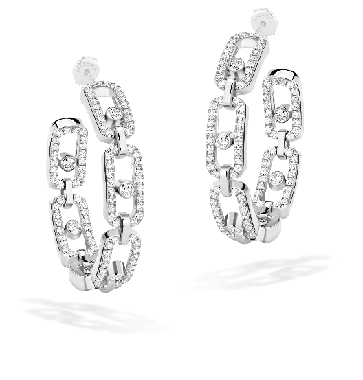 Messika 18K White Gold Move Link Small Hoop Earrings