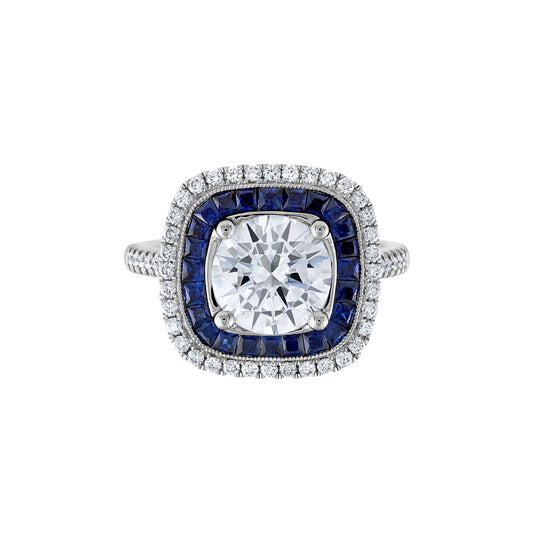 Pe Jay Creations Platinum Sapphire and Diamond Semi Mounting