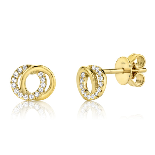 Shy Creation 14K Yellow Gold Diamond Earrings