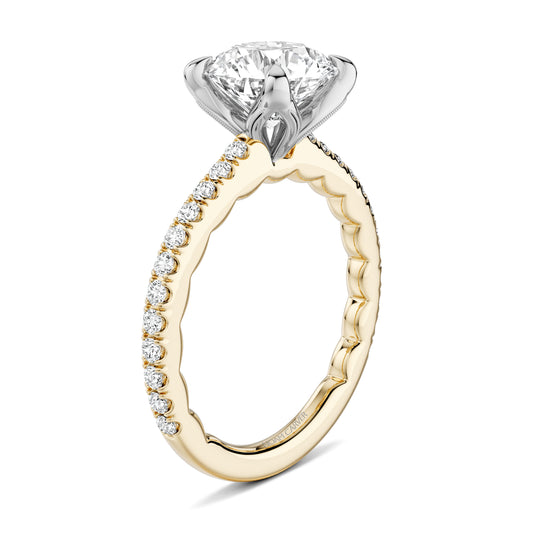 LaViano Fashion 18K Yellow Gold and Platinum Diamond Semi Mounting