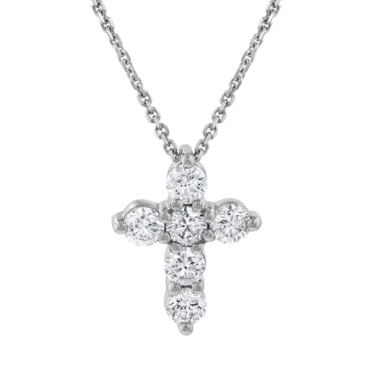14K White Gold Diamond Cross Diamonds .42 Carats