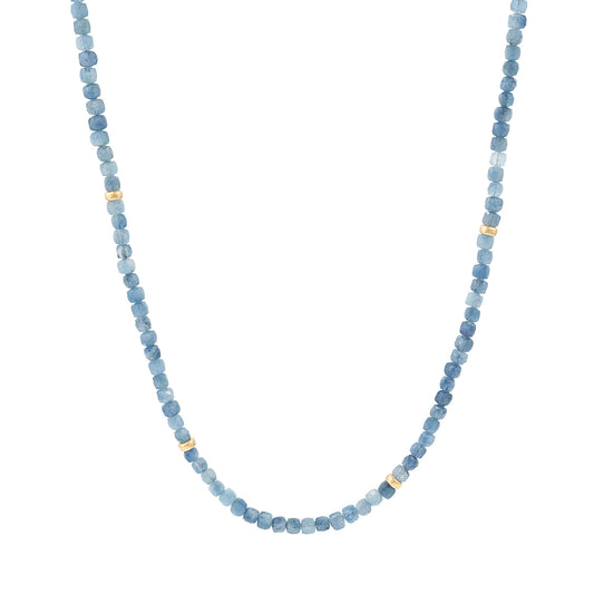 LaViano Fashion 14K Yellow Gold Aquamarine Beaded Necklace 16"/19"