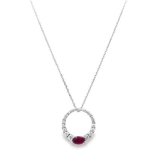 Pe Jay Creations 14K White Gold Ruby and Diamond Pendant