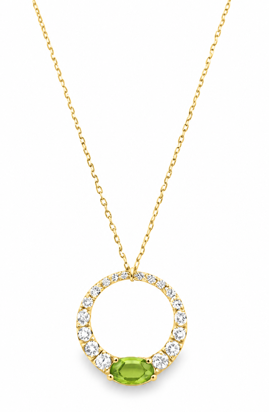 Pe Jay Creations 14K Yellow Gold Peridot and Diamond Pendant