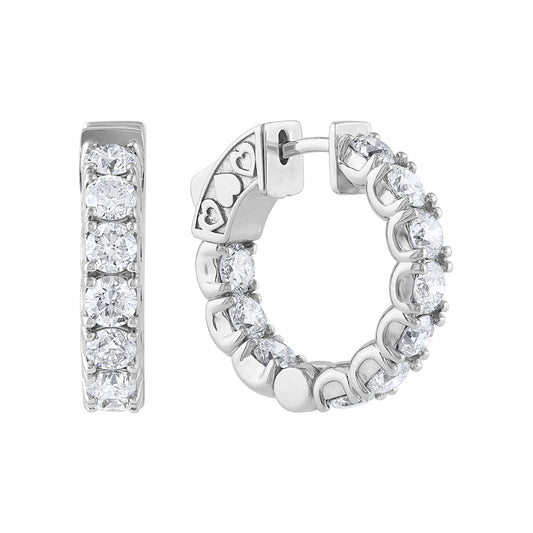 LaViano Fashion 14K White Gold Diamond Hoop Earrings