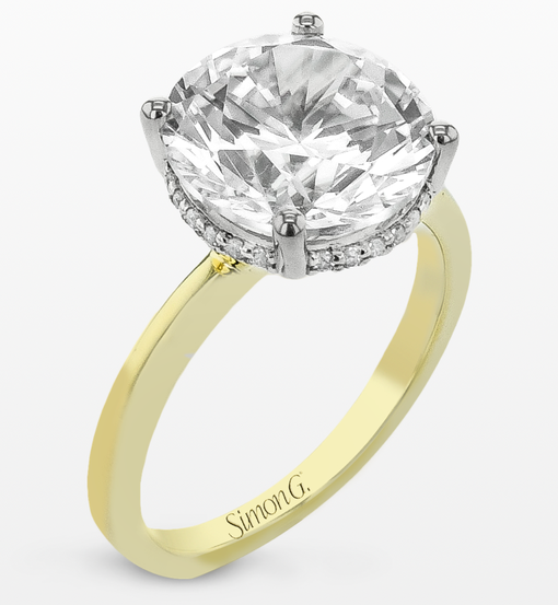 Simon G 14K Yellow Gold and Platinum Diamond Semi Mounting