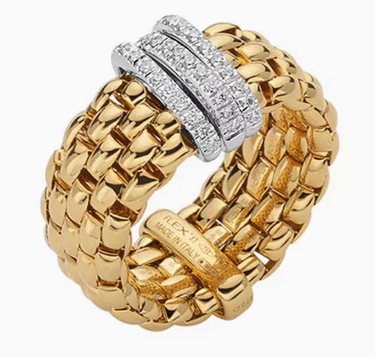 FOPE 18K Two Tone  Diamond Triple Rondel Ring