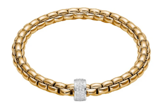 FOPE 18K Two Tone  Pave Triple Rondel Bracelet Diamonds