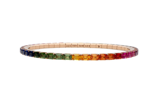 extensible 18K Yellow Gold Multi Colored Sapphire Bracelet