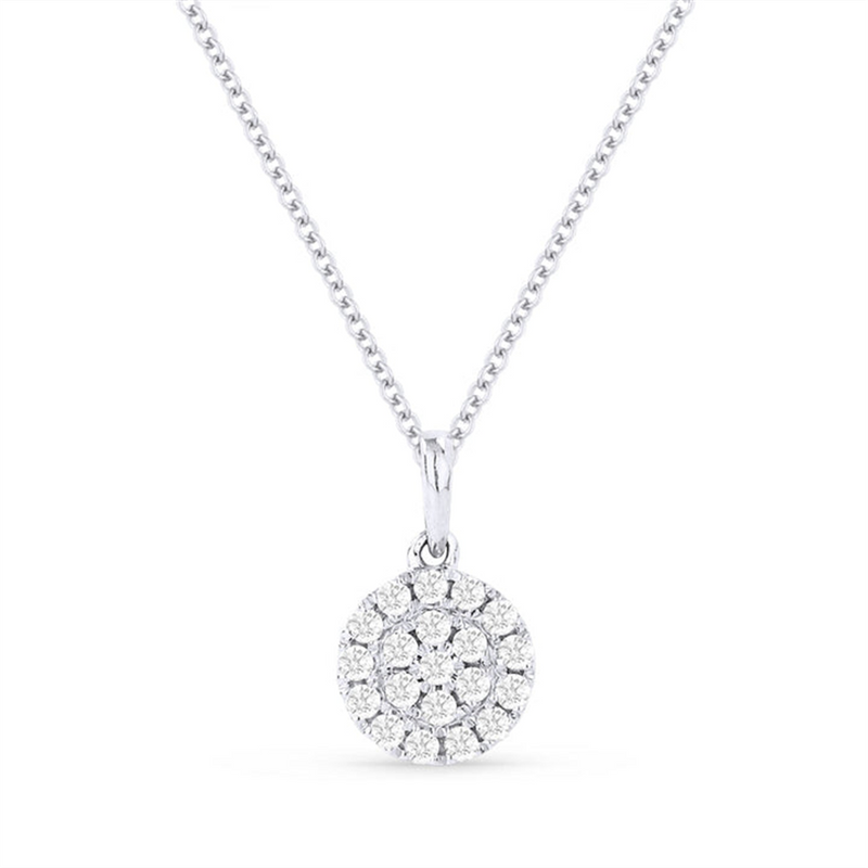LaViano Fashion 14K White Gold Diamond Double Circle Pendant Necklace