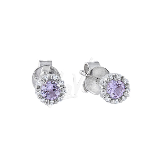 LaViano Fashion 14K White Gold Synthetic Alexandrite and Diamond Earrings