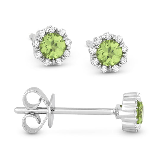 LaVIano Fashion 14K White Gold Peridot and Diamond Earrings