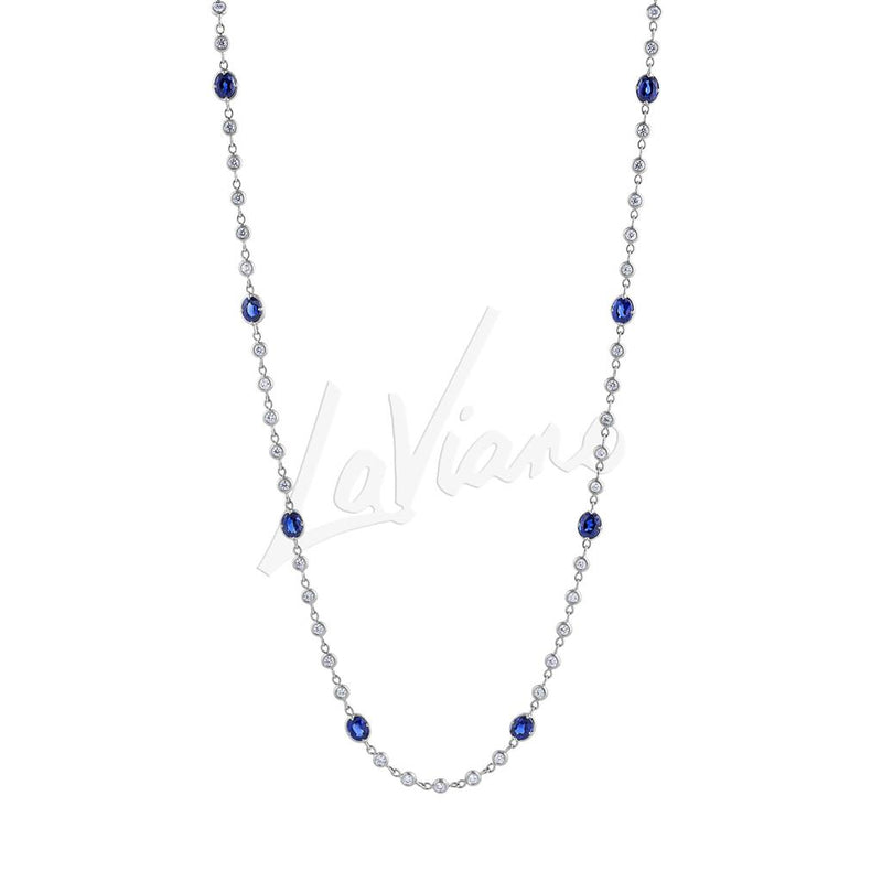 LaViano Fashion 18K White Gold Sapphire and Diamond Necklace