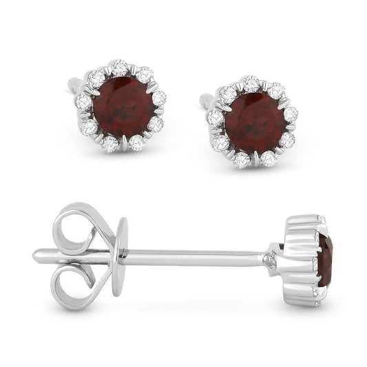LaViano Fashion 14K White Gold Garnet and Diamond Earrings