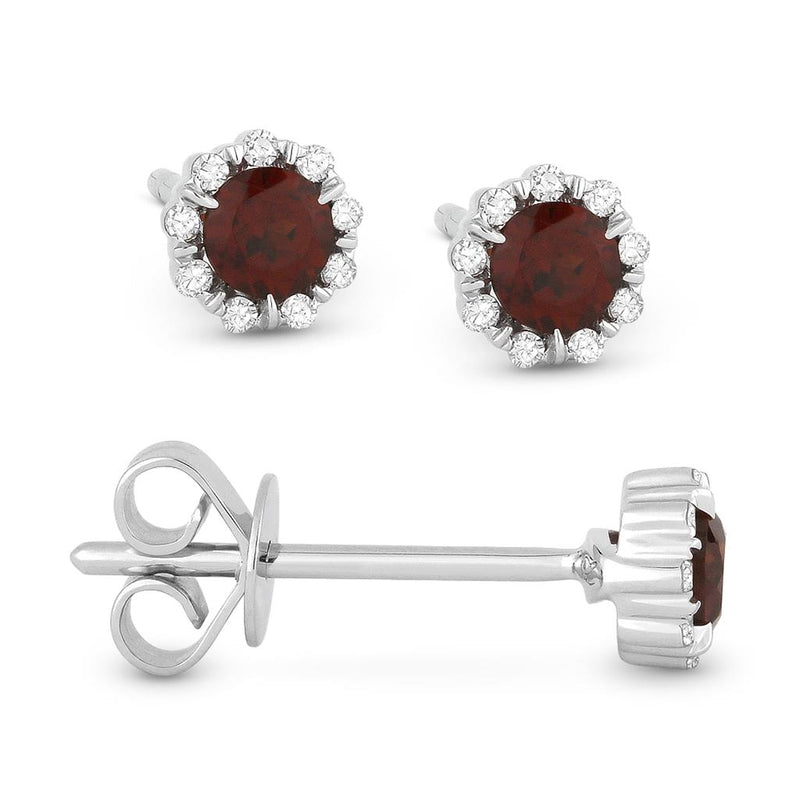 LaViano Fashion 14K White Gold Garnet and Diamond Earrings