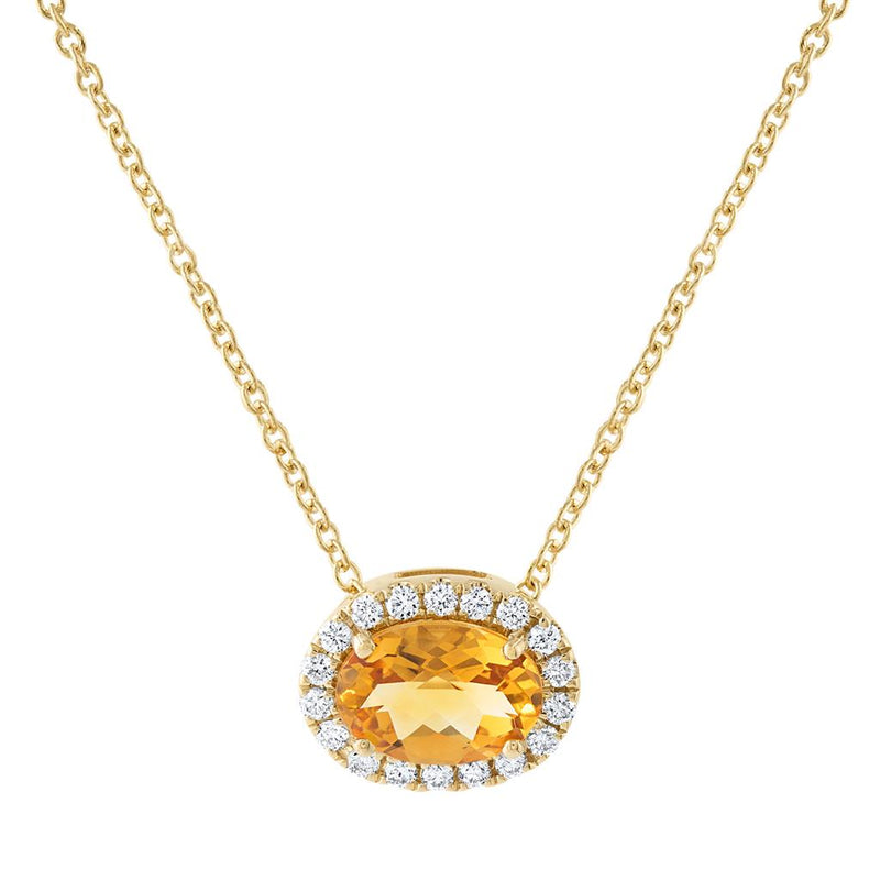 LaViano Fashion 14K Yellow Gold Citrine and Diamond Necklace