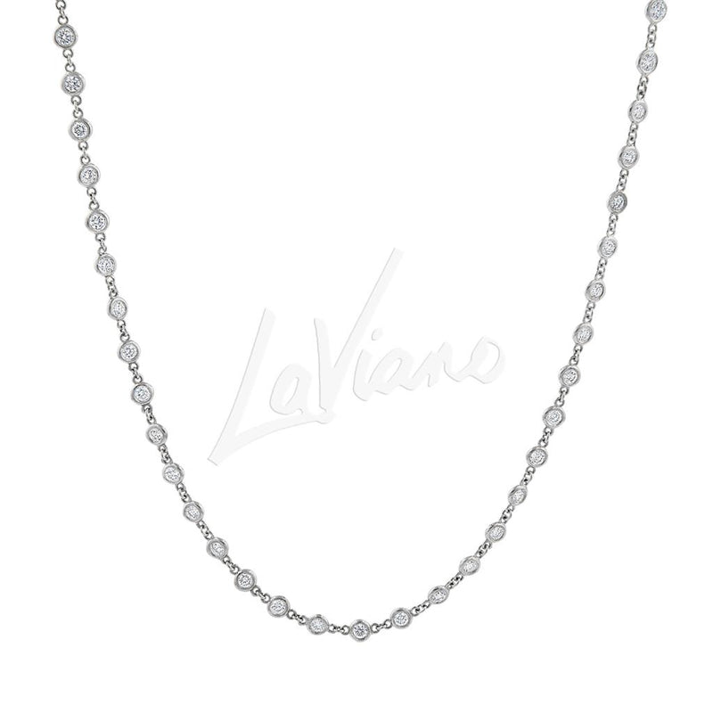 LaViano Fashion 14K White Gold Diamond Bezel Necklace