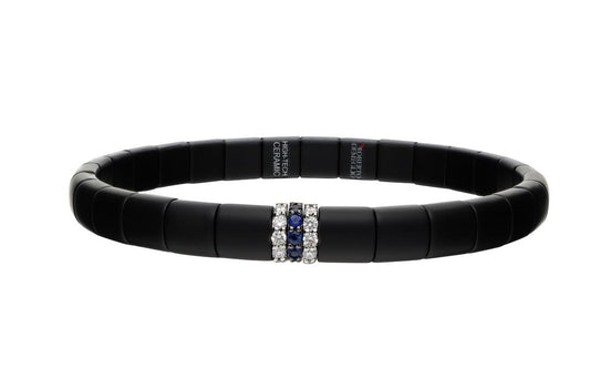 Roberto Demeglio 18K White Gold Black Ceramic Sapphire and Diamond Bracelet