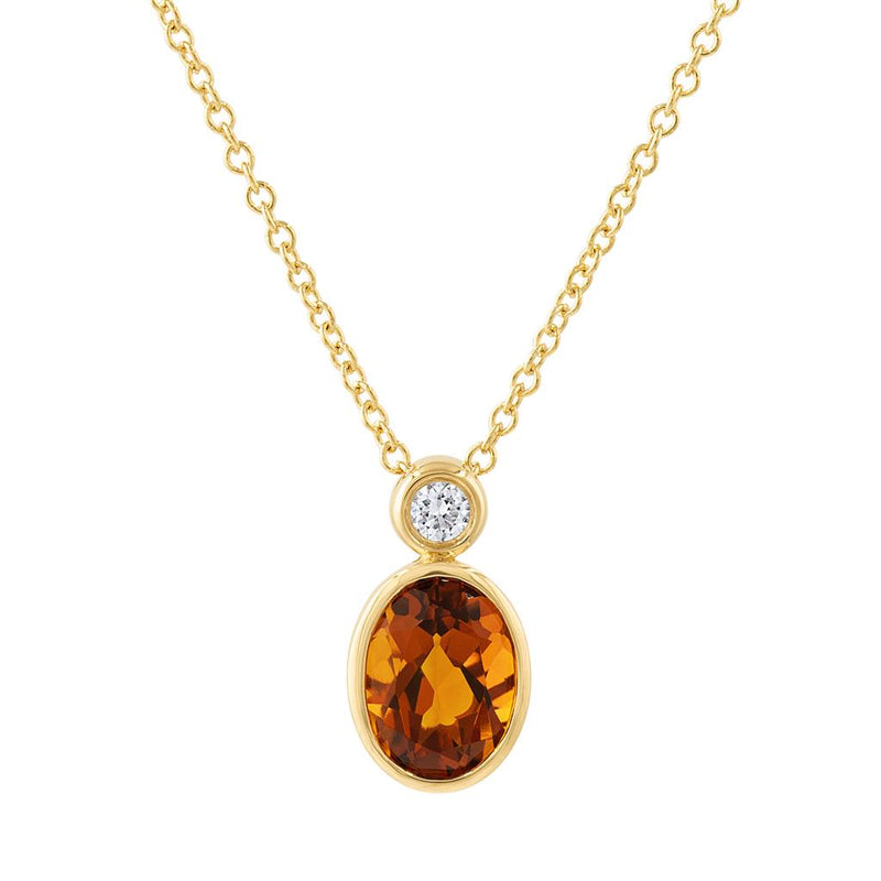 LaViano Fashion 14K Yellow Gold Citrine and Diamond Pendant