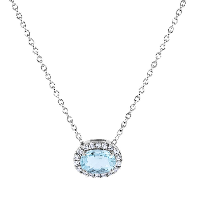 LLaViano Fashion 14K White Gold Aquamarine and Diamond Pendant