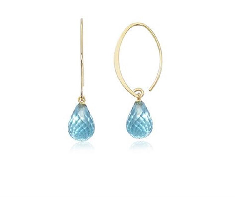 LaViano Fashion 14K Yellow Gold Blue Topaz Earrings