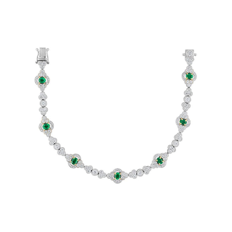 LaViano Fashion 18K White Gold Emerald and Diamond Bracelet