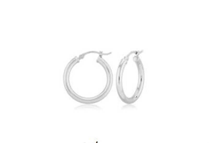 LaViano Fashion 14K White Gold Hoop Earrings 2.5 x 20 MM