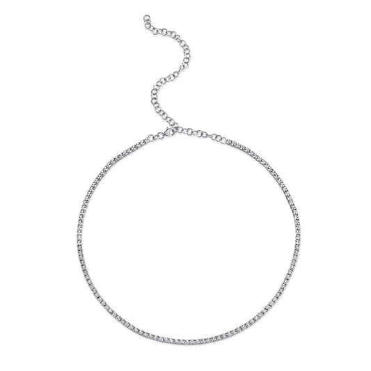 Shy Creation 14K White Gold Diamond Necklace