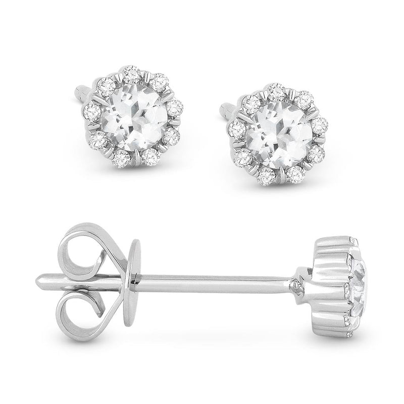 LaViano Fashion 14K White Gold White Topaz and Diamond Earrings