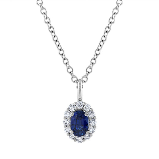LaViano Fashion 18K White Gold Sapphire and Diamond Pendant