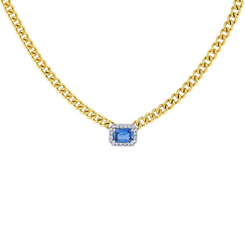 LLaVianoFashion 14K Yellow Gold Sapphire and Diamond Necklace