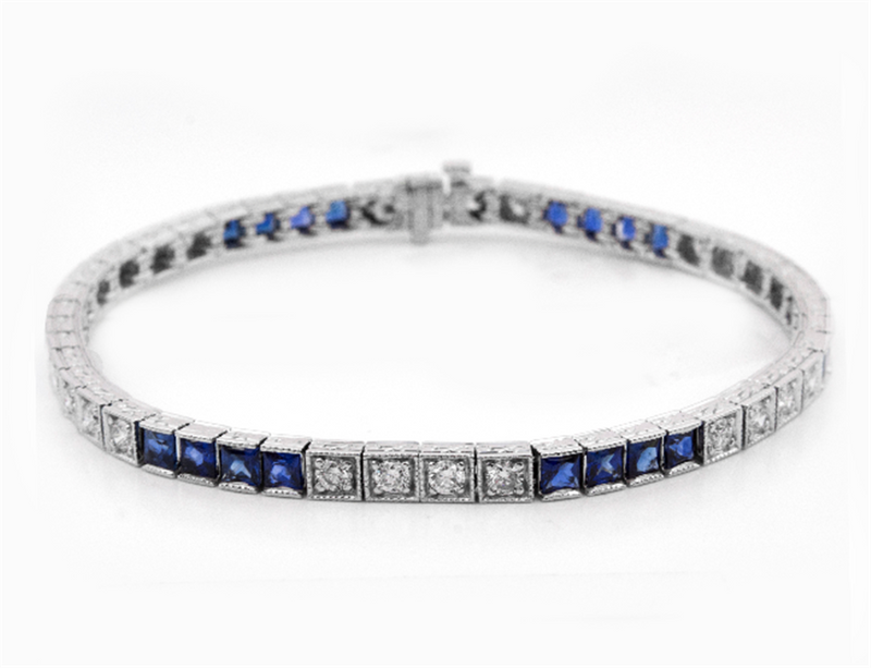 Pe Jay Creations18K White Gold Sapphire and Diamond Bracelet