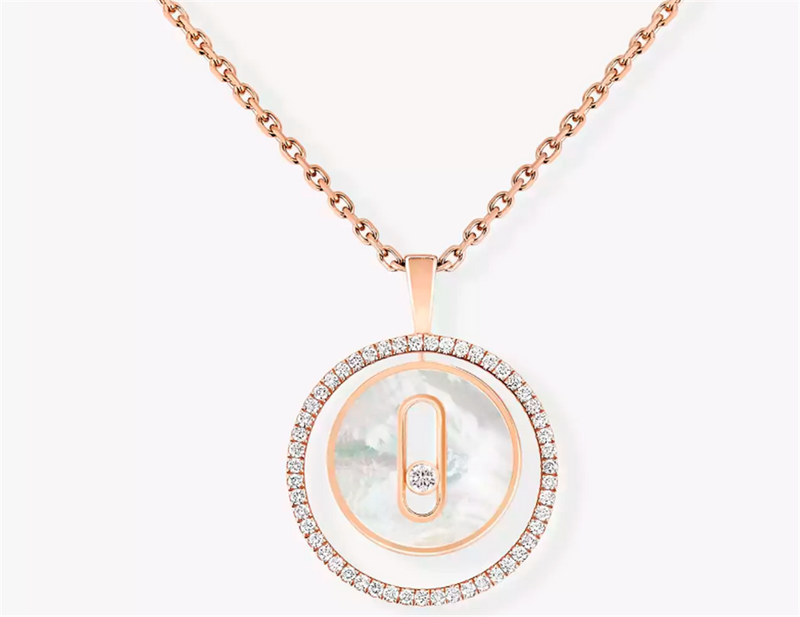 Messika 18K Rose Gold Diamond and Mother of Pearl Necklace