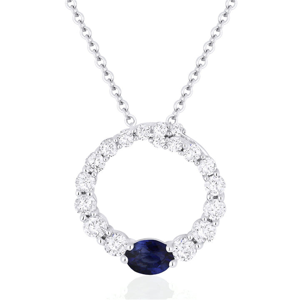 LaViano Fashion 14K White Gold Sapphire and Diamond Pendant