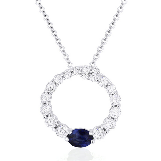 LaViano Fashion 14K White Gold Sapphire and Diamond Pendant