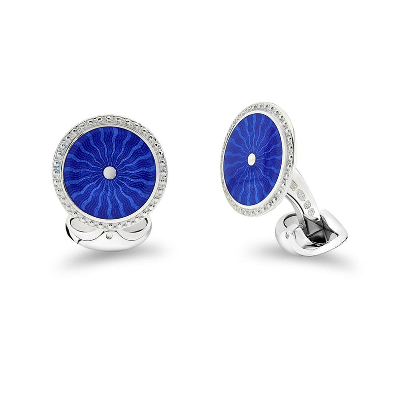 Deakin & Francis Sterling Silver Blue Enamel Cufflinks