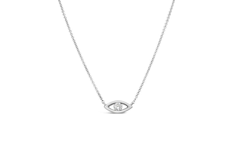 LaViano Fashion 14K White Gold Diamond Evil Eye Necklace