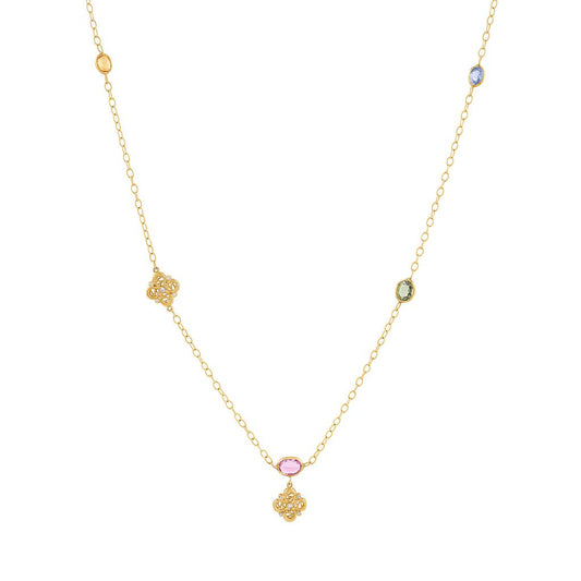Tanya Farah 18K Yellow Gold  Multi-Color Sapphires and Diamond Necklace